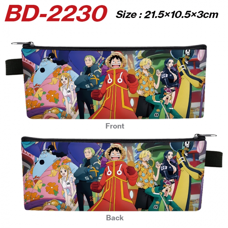 One Piece Anime PU Leather Zipper Pencil Case Stationery Box 21.5X10.5X3CM   BD-2230