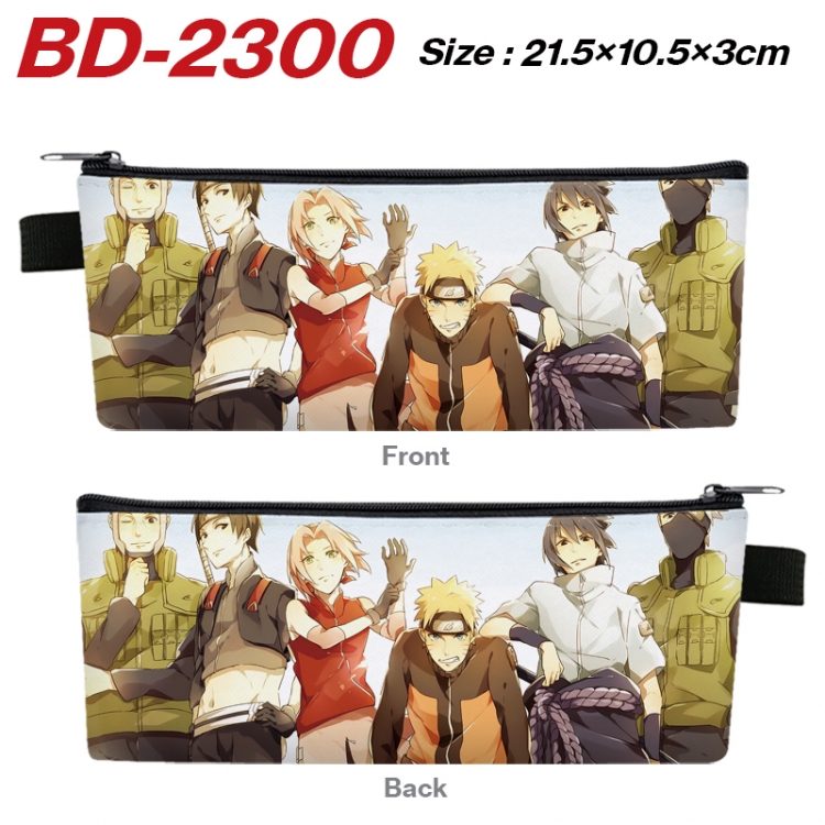 Naruto Anime PU Leather Zipper Pencil Case Stationery Box 21.5X10.5X3CM  BD-2300