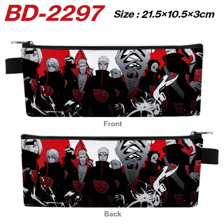 Naruto Anime PU Leather Zipper Pencil Case Stationery Box 21.5X10.5X3CM  BD-2297