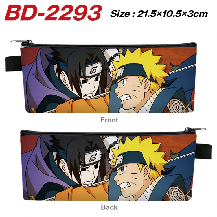 Naruto Anime PU Leather Zipper Pencil Case Stationery Box 21.5X10.5X3CM   BD-2293