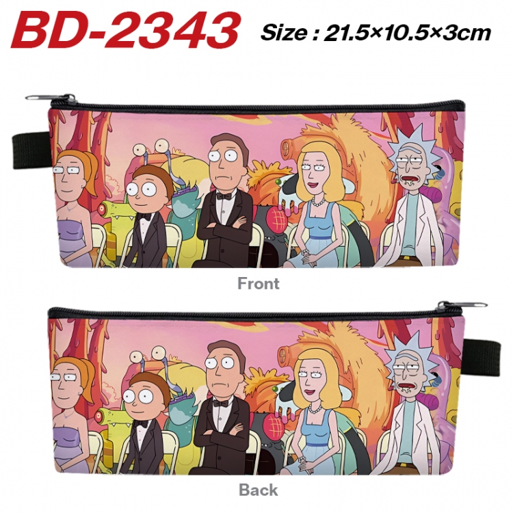 Rick and Morty Anime PU Leather Zipper Pencil Case Stationery Box 21.5X10.5X3CM  BD-2343