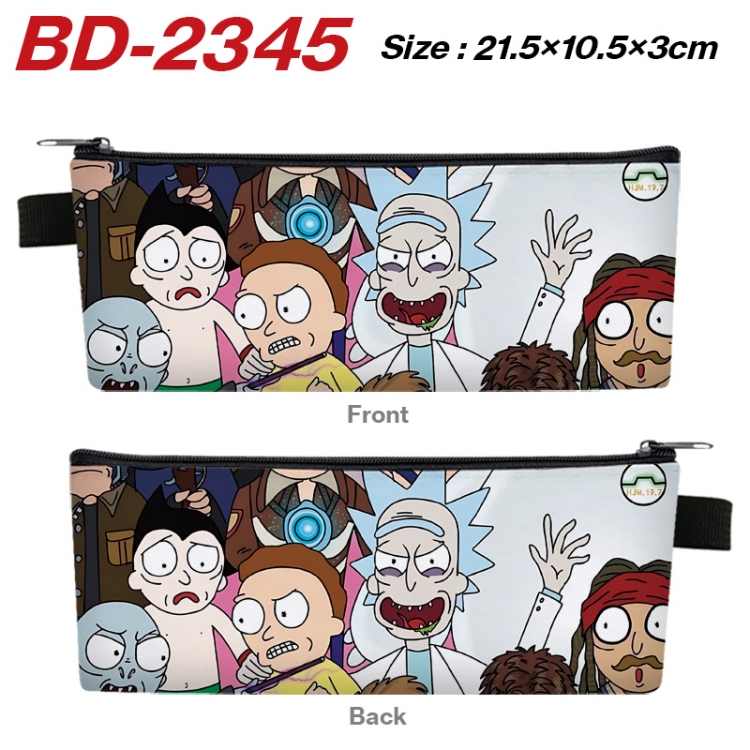 Rick and Morty Anime PU Leather Zipper Pencil Case Stationery Box 21.5X10.5X3CM   BD-2345