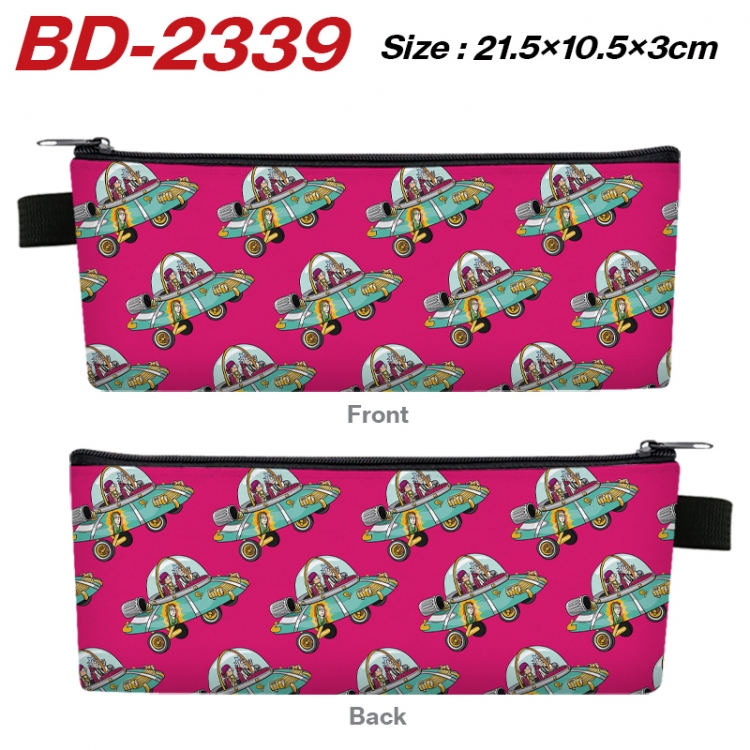 Rick and Morty Anime PU Leather Zipper Pencil Case Stationery Box 21.5X10.5X3CM  BD-2339