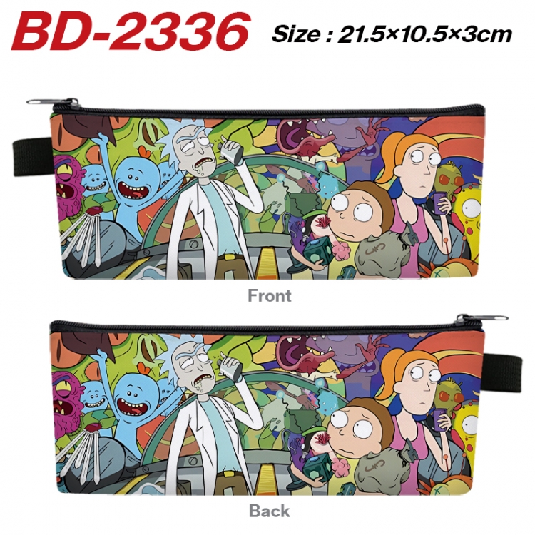 Rick and Morty Anime PU Leather Zipper Pencil Case Stationery Box 21.5X10.5X3CM BD-2336