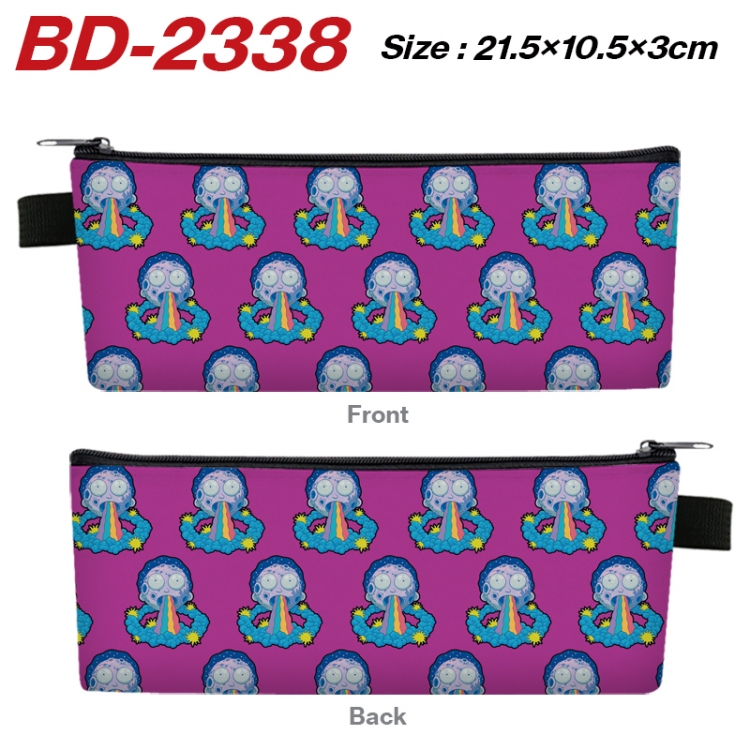 Rick and Morty Anime PU Leather Zipper Pencil Case Stationery Box 21.5X10.5X3CM  BD-2338