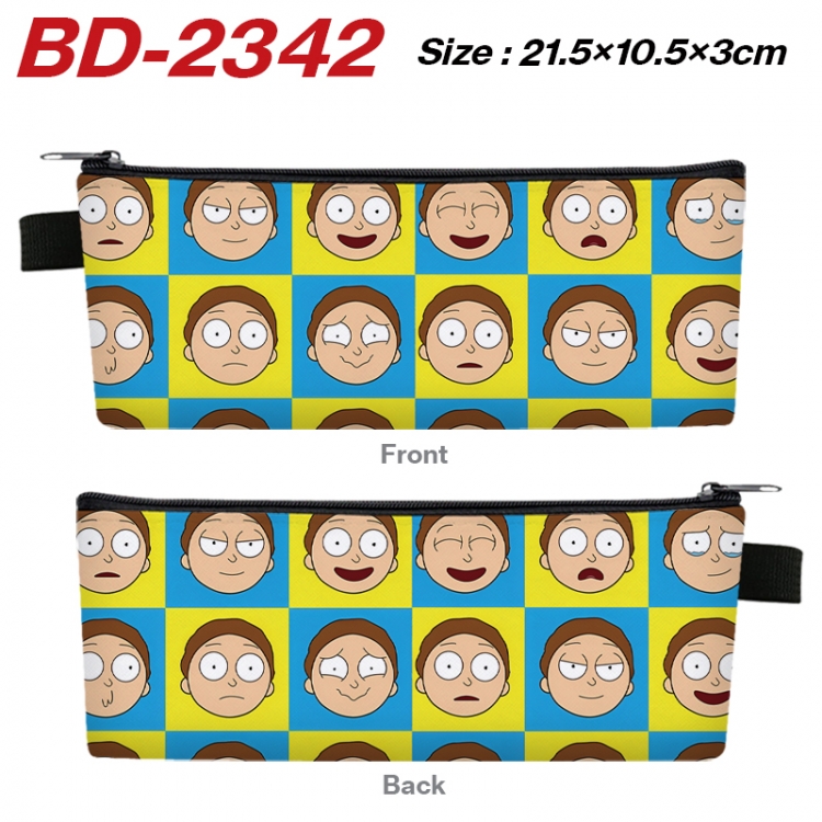 Rick and Morty Anime PU Leather Zipper Pencil Case Stationery Box 21.5X10.5X3CM  BD-2342