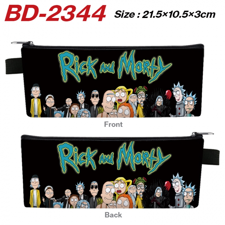 Rick and Morty Anime PU Leather Zipper Pencil Case Stationery Box 21.5X10.5X3CM  BD-2344