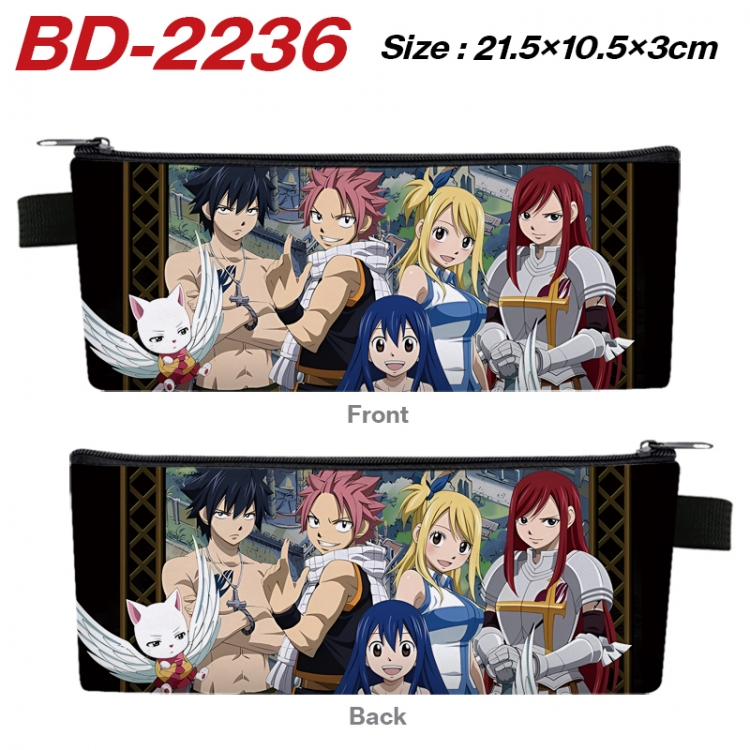 Fairy tail Anime PU Leather Zipper Pencil Case Stationery Box 21.5X10.5X3CM  BD-2236