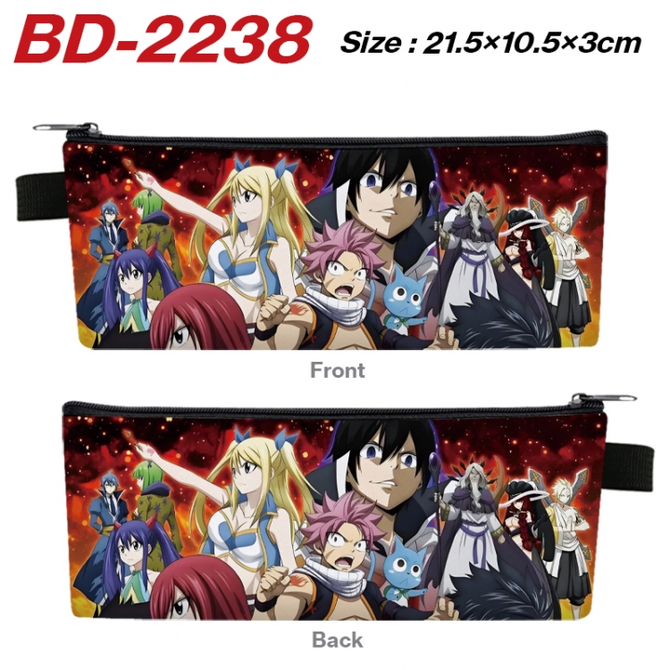 Fairy tail Anime PU Leather Zipper Pencil Case Stationery Box 21.5X10.5X3CM  BD-2238