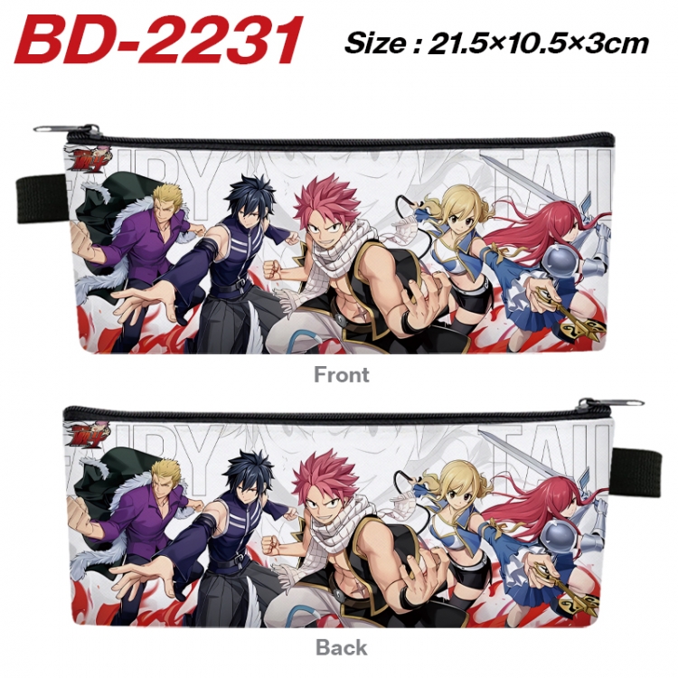 Fairy tail Anime PU Leather Zipper Pencil Case Stationery Box 21.5X10.5X3CM  BD-2231