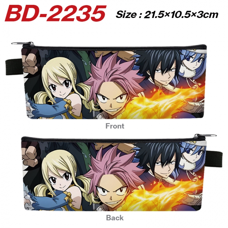 Fairy tail Anime PU Leather Zipper Pencil Case Stationery Box 21.5X10.5X3CM  BD-2235