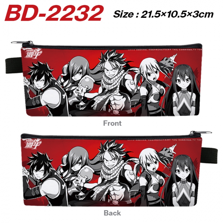 Fairy tail Anime PU Leather Zipper Pencil Case Stationery Box 21.5X10.5X3CM  BD-2232