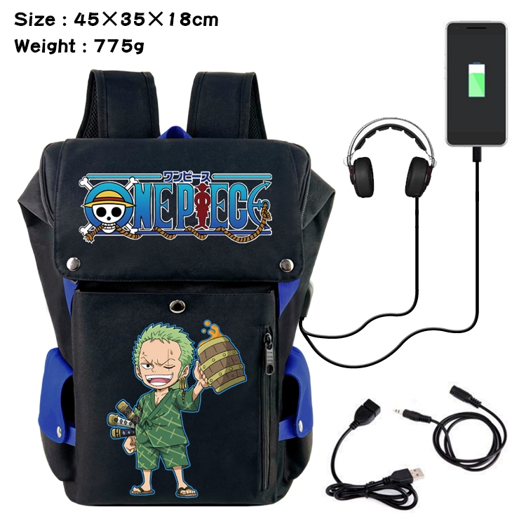 One Piece Anime Canvas Bucket Data Cable Backpack School Bag 45X35X18CM 775G