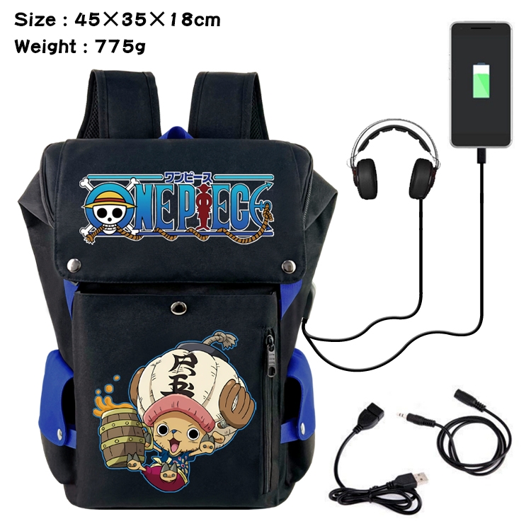 One Piece Anime Canvas Bucket Data Cable Backpack School Bag 45X35X18CM 775G