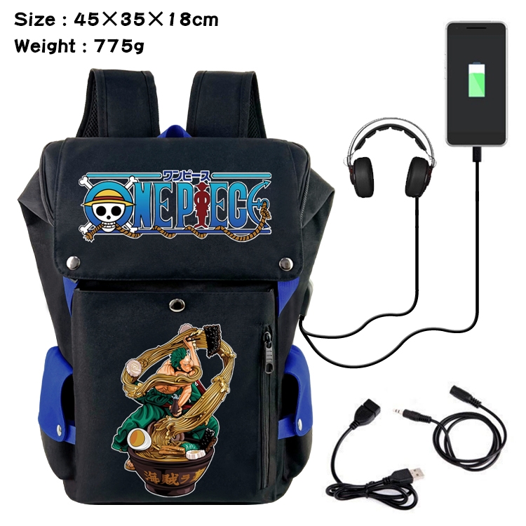 One Piece Anime Canvas Bucket Data Cable Backpack School Bag 45X35X18CM 775G