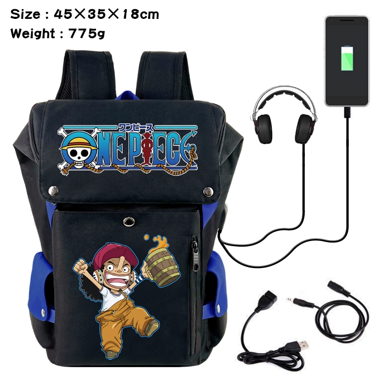 One Piece Anime Canvas Bucket Data Cable Backpack School Bag 45X35X18CM 775G