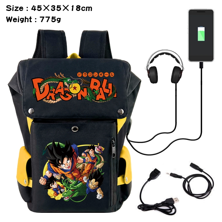 DRAGON BALL Anime Canvas Bucket Data Cable Backpack School Bag 45X35X18CM 775G