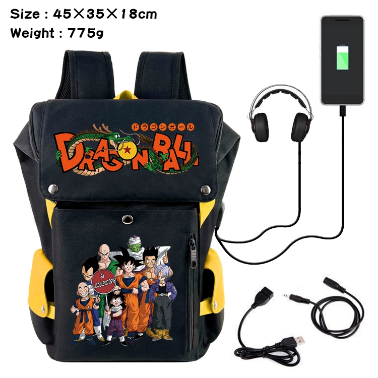 DRAGON BALL Anime Canvas Bucket Data Cable Backpack School Bag 45X35X18CM 775G