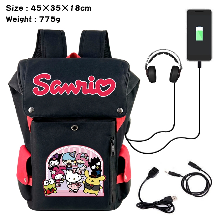 sanrio Anime Canvas Bucket Data Cable Backpack School Bag 45X35X18CM 775G