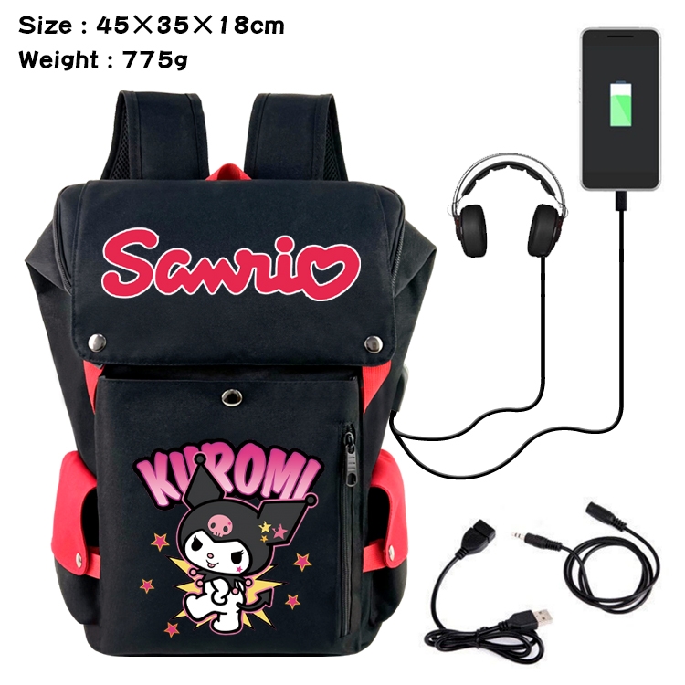 sanrio Anime Canvas Bucket Data Cable Backpack School Bag 45X35X18CM 775G