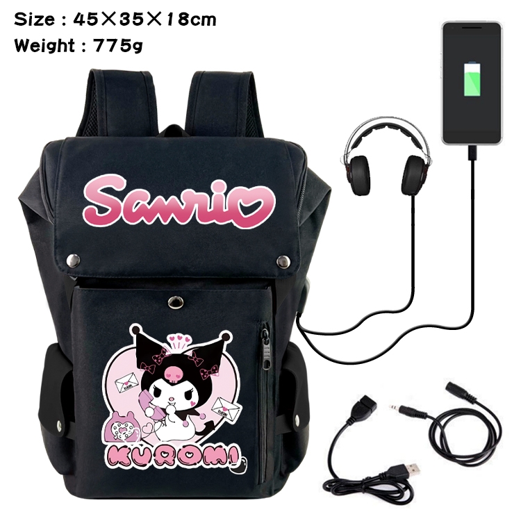 sanrio Anime Canvas Bucket Data Cable Backpack School Bag 45X35X18CM 775G