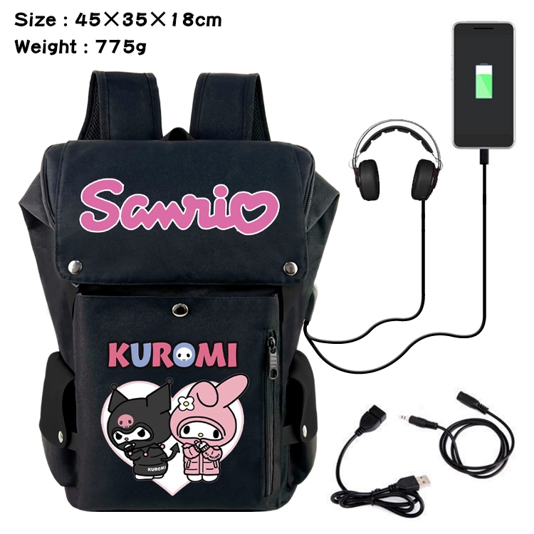 sanrio Anime Canvas Bucket Data Cable Backpack School Bag 45X35X18CM 775G