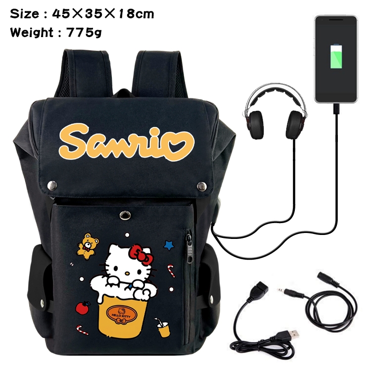 sanrio Anime Canvas Bucket Data Cable Backpack School Bag 45X35X18CM 775G