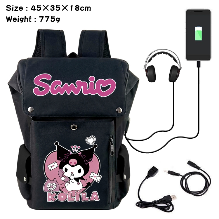 sanrio Anime Canvas Bucket Data Cable Backpack School Bag 45X35X18CM 775G