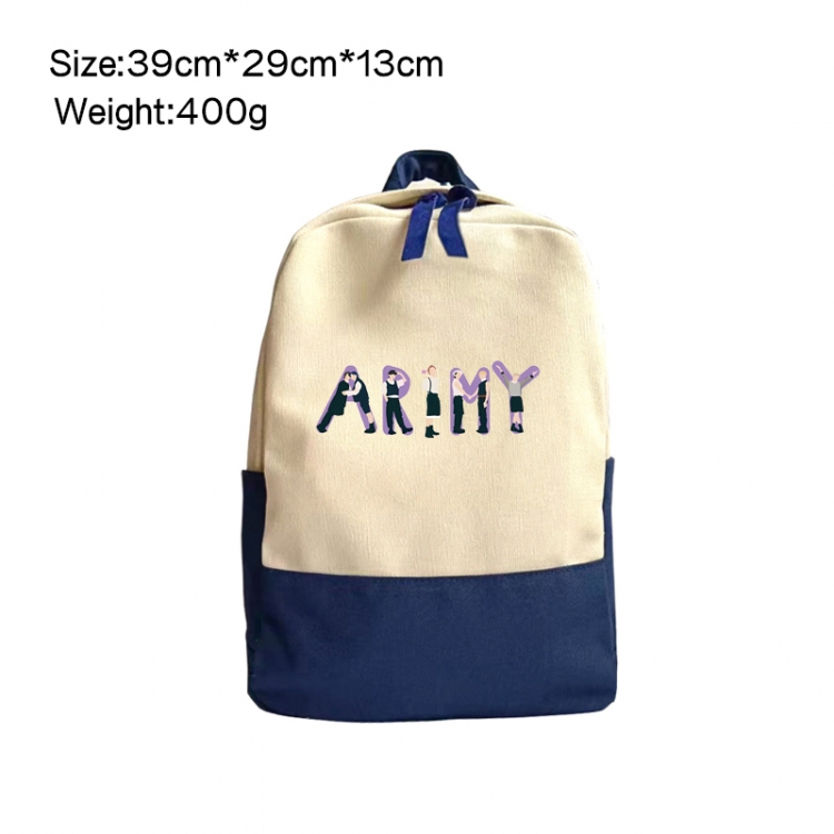 BTS Anime Surrounding Canvas Colorful Backpack 39x29x13cm