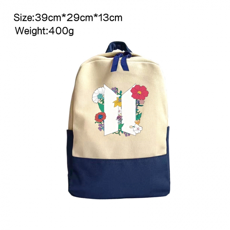 BTS Anime Surrounding Canvas Colorful Backpack 39x29x13cm