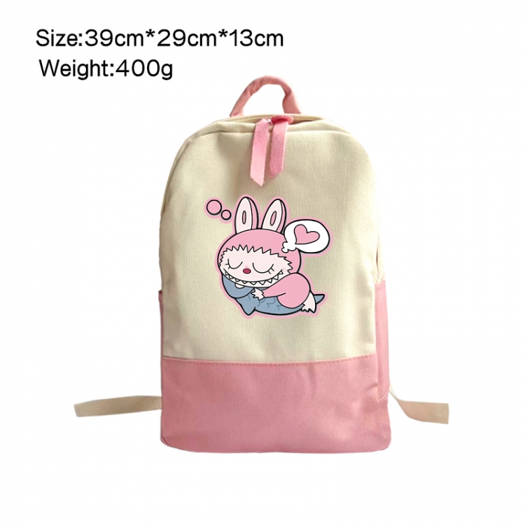 Labubu Anime Surrounding Canvas Colorful Backpack 39x29x13cm