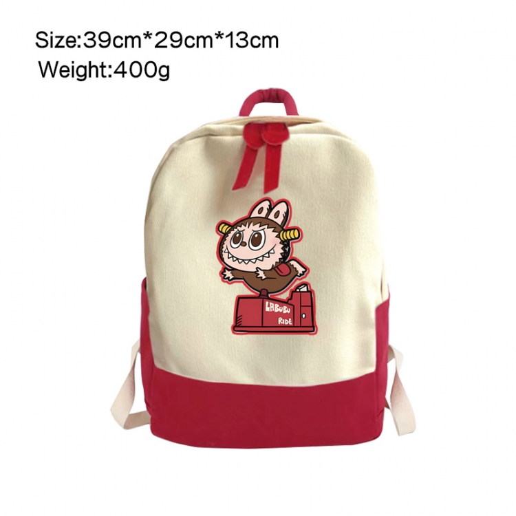 Labubu Anime Surrounding Canvas Colorful Backpack 39x29x13cm