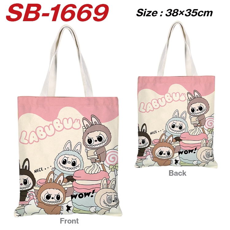 Labubu Anime Canvas Handheld Shoulder Bag Handbag Shopping Bag 38X35CM SB-1669