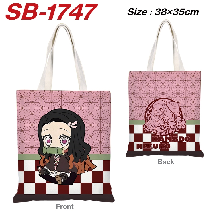 Demon Slayer Kimets Anime Canvas Handheld Shoulder Bag Handbag Shopping Bag 38X35CM SB-1747