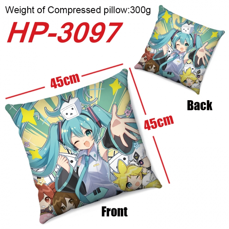 Hatsune Miku  Anime digital printing double-sided printed pillow 45X45cm NO FILLING  HP-3097