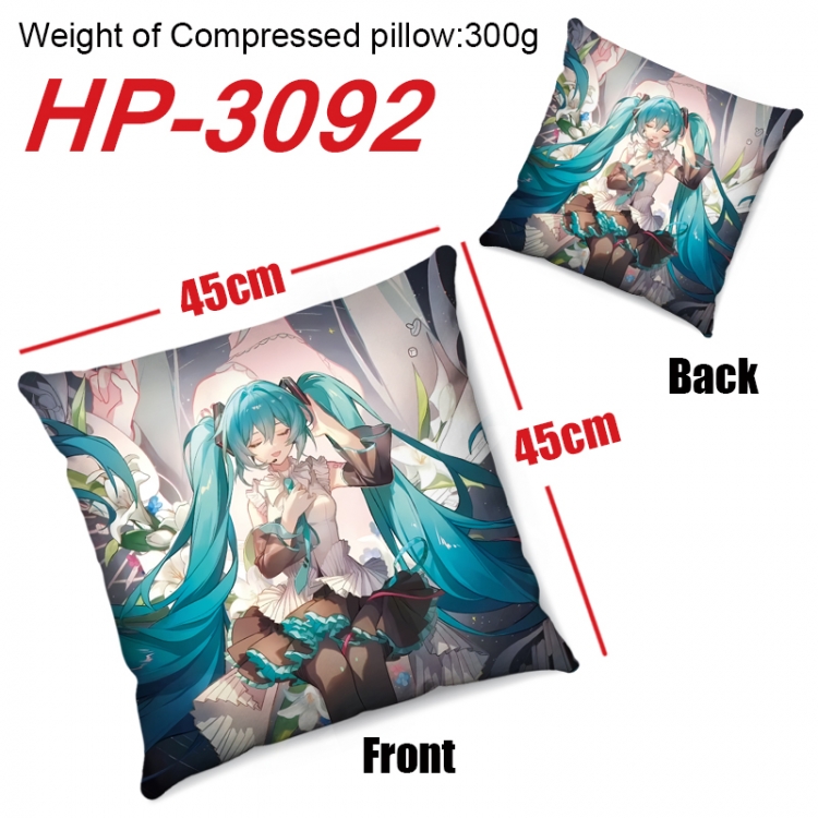 Hatsune Miku  Anime digital printing double-sided printed pillow 45X45cm NO FILLING  HP-3092