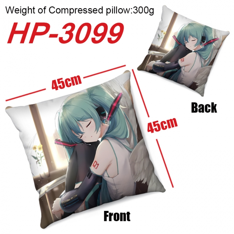 Hatsune Miku  Anime digital printing double-sided printed pillow 45X45cm NO FILLING  HP-3099