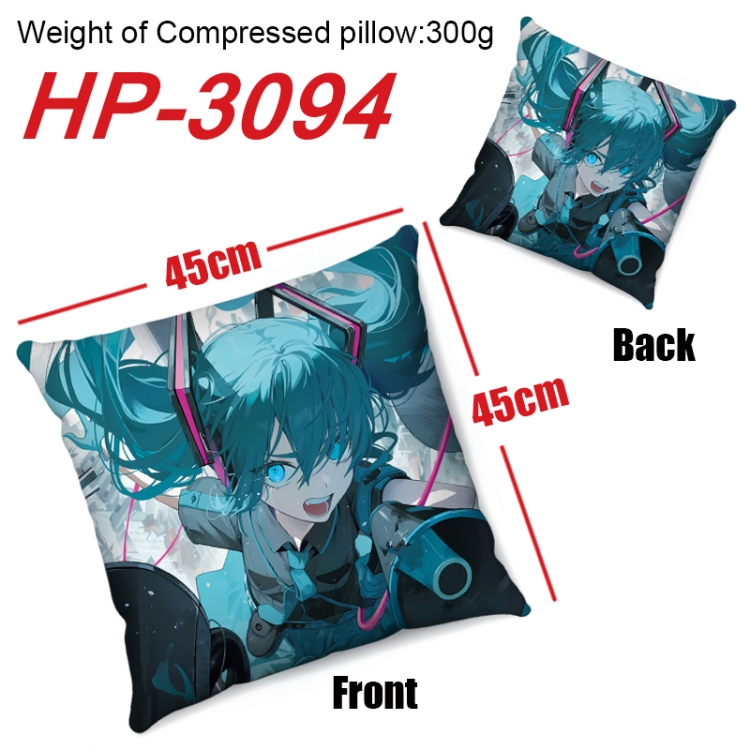 Hatsune Miku  Anime digital printing double-sided printed pillow 45X45cm NO FILLING  HP-3094