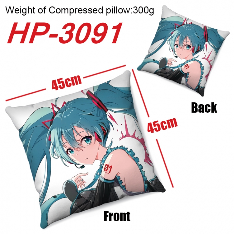 Hatsune Miku  Anime digital printing double-sided printed pillow 45X45cm NO FILLING  HP-3091