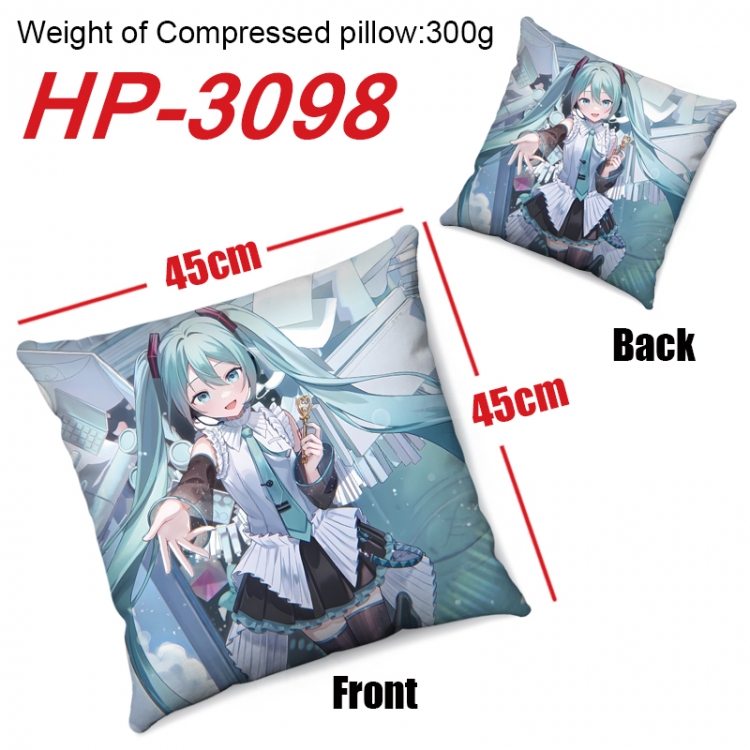 Hatsune Miku  Anime digital printing double-sided printed pillow 45X45cm NO FILLING HP-3098