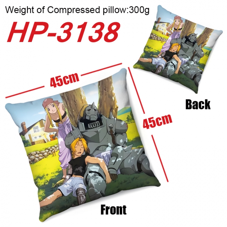 Fullmetal Alchemist  Anime digital printing double-sided printed pillow 45X45cm NO FILLING  HP-3138