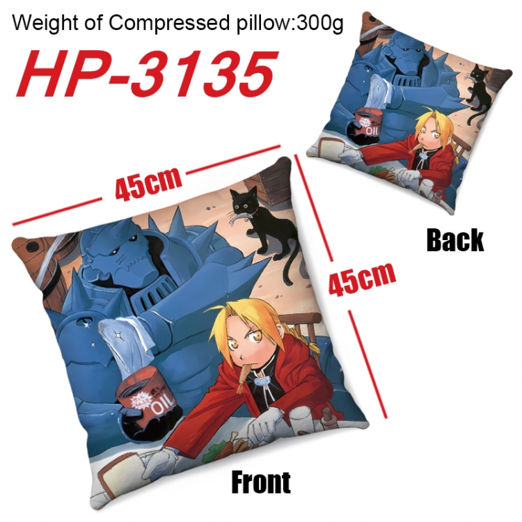 Fullmetal Alchemist  Anime digital printing double-sided printed pillow 45X45cm NO FILLING  HP-3135