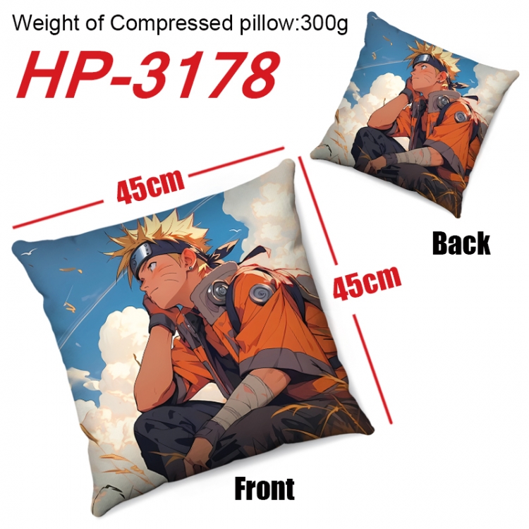 Naruto Anime digital printing double-sided printed pillow 45X45cm NO FILLING HP-3178