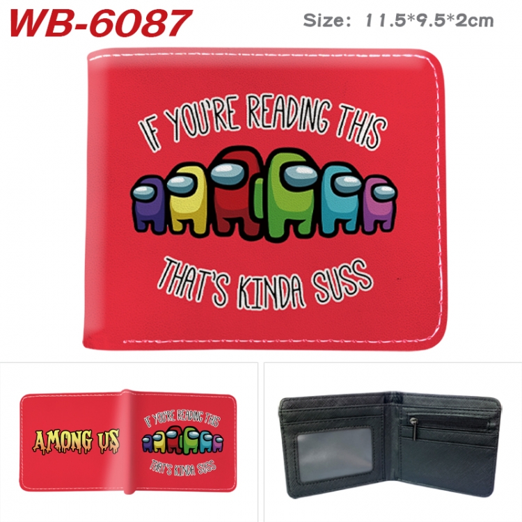 Among us Animation color PU leather half fold wallet 11.5X9X2CM WB-6087