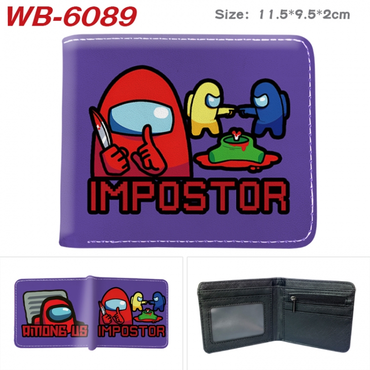 Among us Animation color PU leather half fold wallet 11.5X9X2CM WB-6089