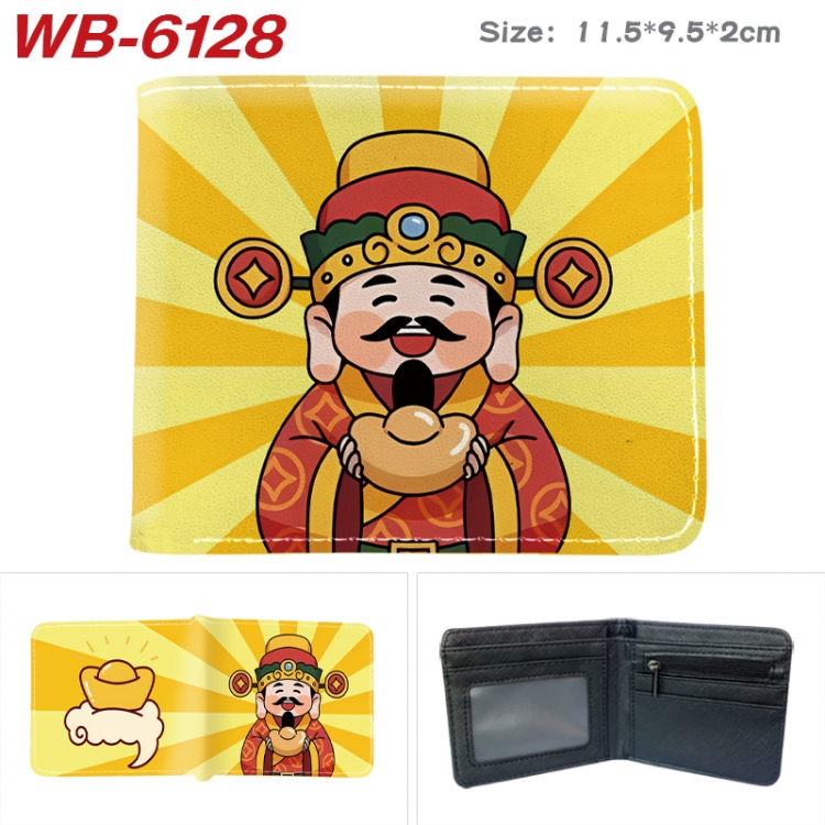 God of wealth Animation color PU leather half fold wallet 11.5X9X2CM WB-6128