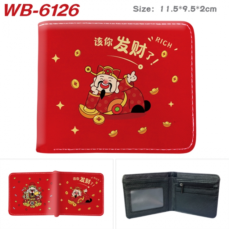 God of wealth Animation color PU leather half fold wallet 11.5X9X2CM WB-6126