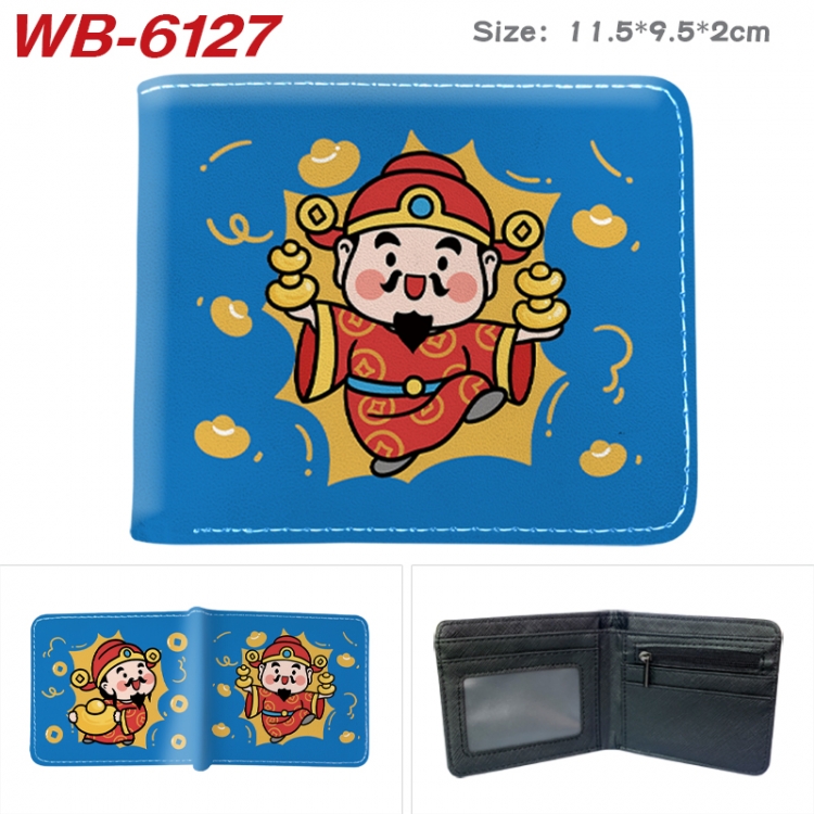 God of wealth Animation color PU leather half fold wallet 11.5X9X2CM WB-6127