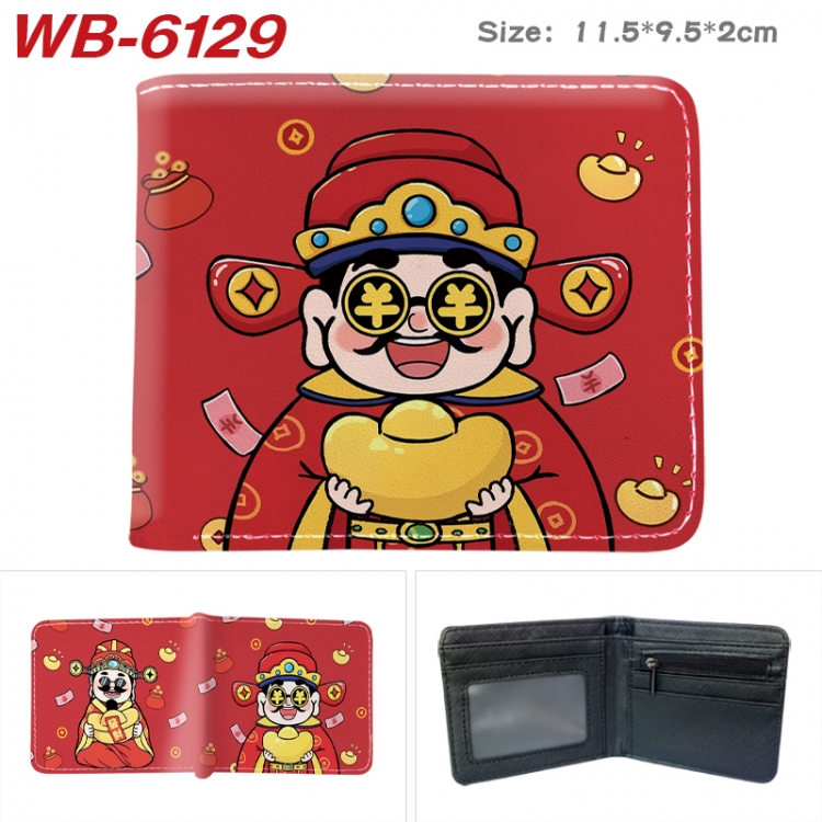 God of wealth Animation color PU leather half fold wallet 11.5X9X2CM WB-6129