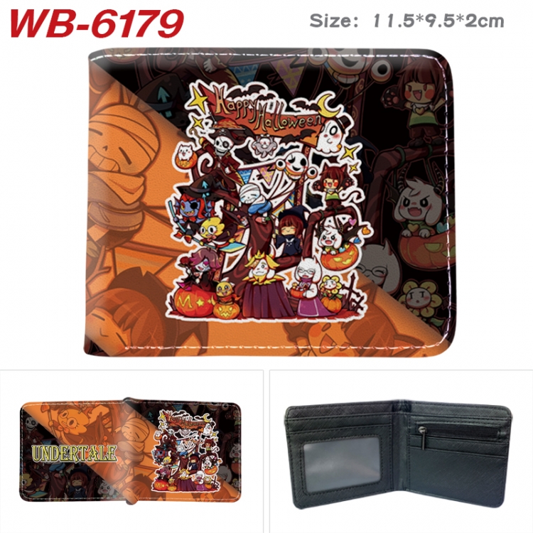 Undertale Animation color PU leather half fold wallet 11.5X9X2CM  WB-6179